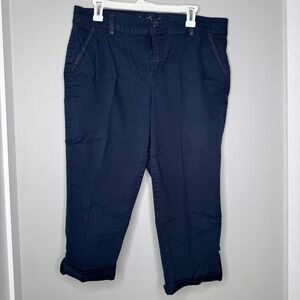 Gloria Vanderbilt PreLoved Cuffed Utility Capri Slimming Blue Stretch Pockets 12